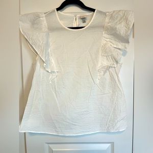 A New Day Crinkle Ruffle White Cap Sleeve Top XXL